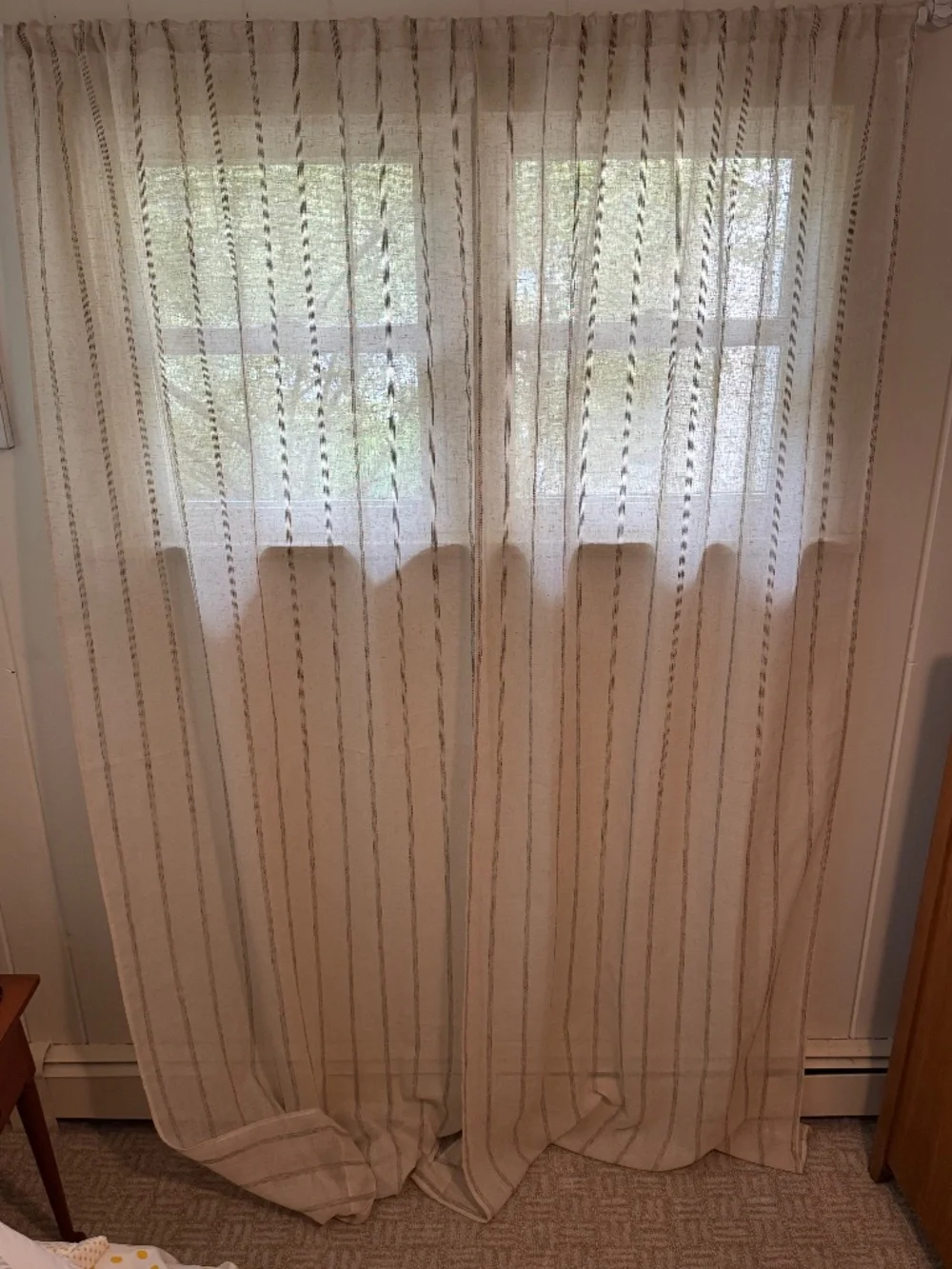X LONG - ARISTA HOME LINEN BLEND VINTAGE 80'S STRIPED SHEER CURTAINS - 4 PANELS